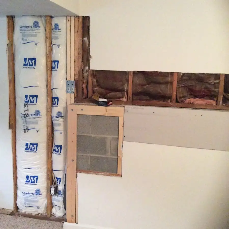 Wall insulation replacement during Basement Flood Cleanup in Frederick